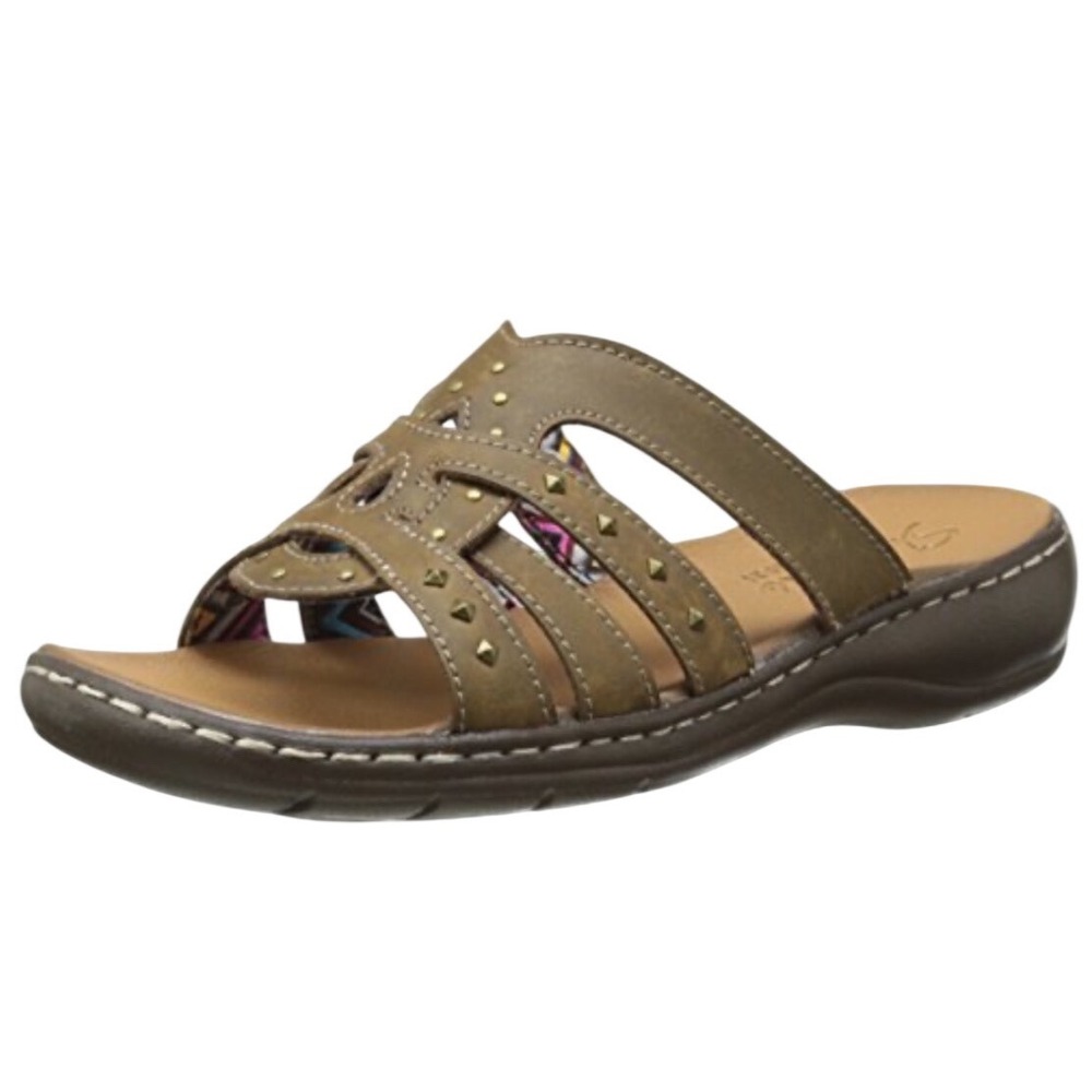 Skechers Luxe Foam Beige Studded Strappy Slide Sandals Women's Size 9